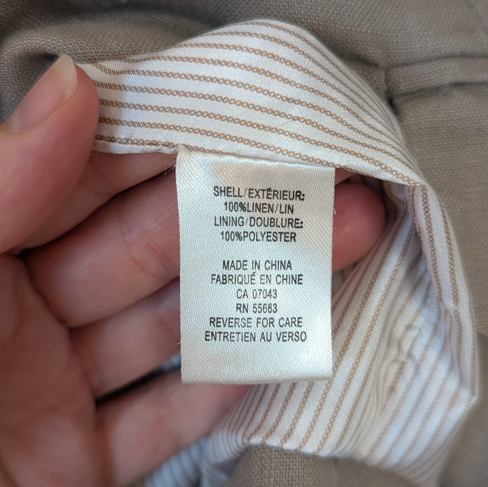 Taupe Women's 100% Linen Blazer Size Large - Picture 5 of 8